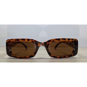 Retro Tortoise Shell Rectangle Sunglasses Brown Lens Y2K Style Women